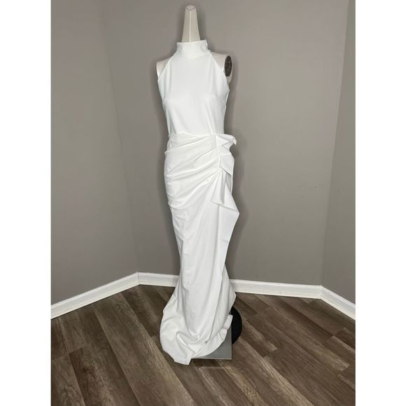 NWT Chiara Boni La Petite Robe Gudrum Halter Ruffle Gown Size 2 $995 - Picture 6 of 10